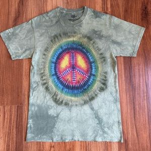 The Mountain Green Tie Dye Peace Sign Men’s T Shirt